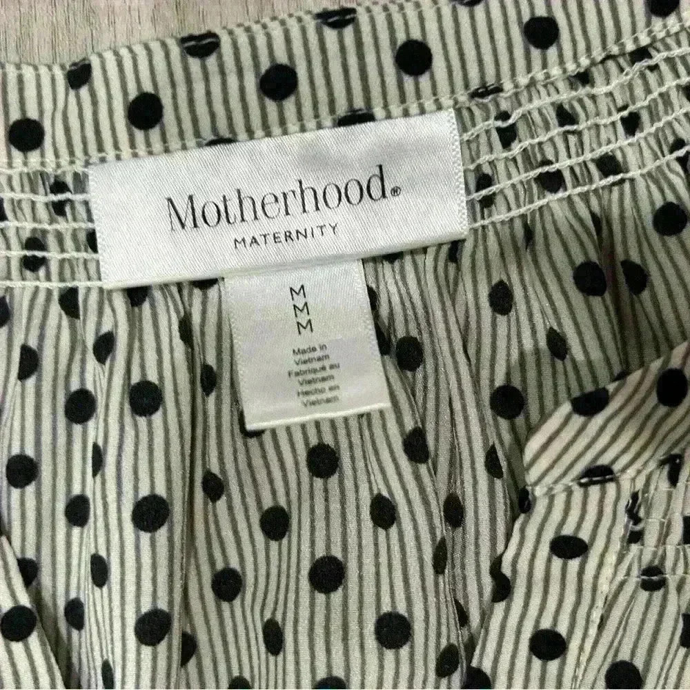 Motherhood Maternity Short Sleeve Shirt Black White Polka Dot Tunic Top Size M - Picture 2 of 8